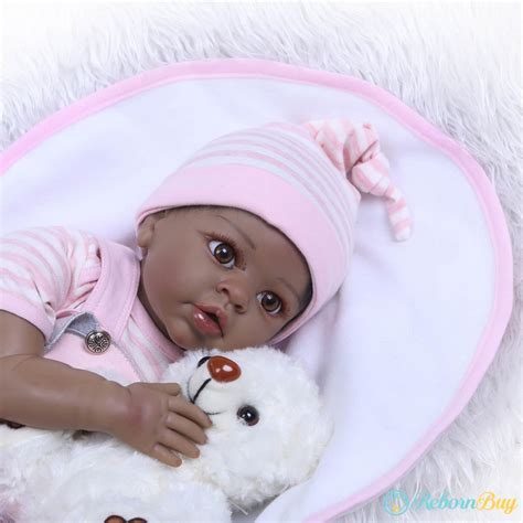 22 Inche African American Newborn Baby Doll Black Reborn Baby Girl Doll