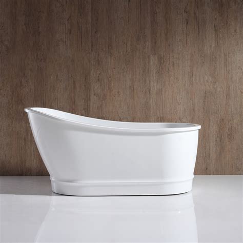 Ove Decors Carly 60 63 In White Acrylic Oval In Rectangle Back Center Drain Freestanding Bathtub