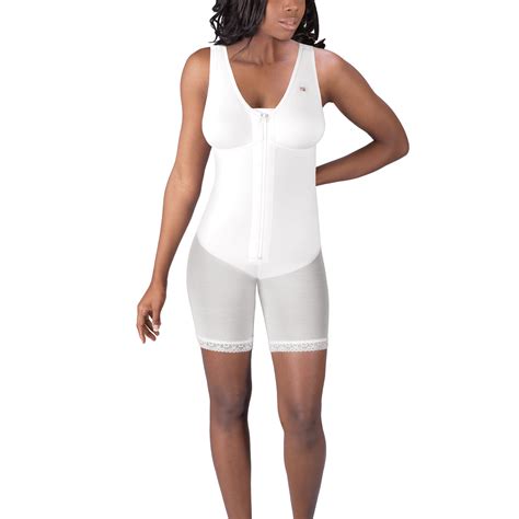 Zippered Mid Thigh Molded Buttocks High Back Girdle With Bra Design