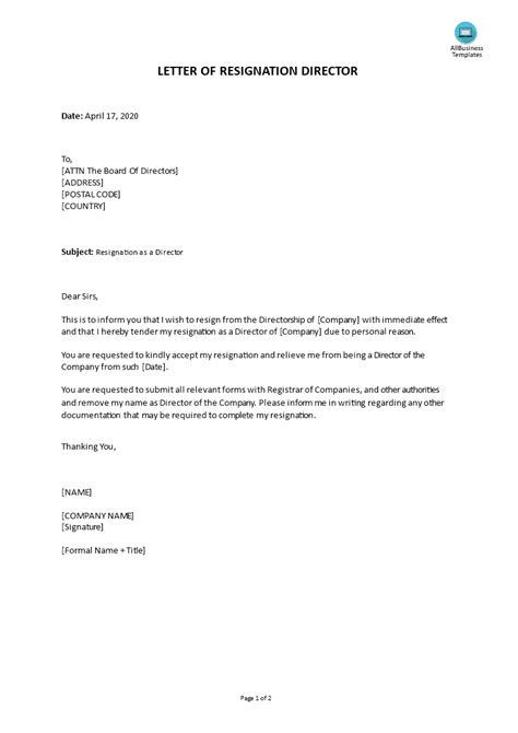 Immediate Resignation Letter Due To Personal Reasons Templates At