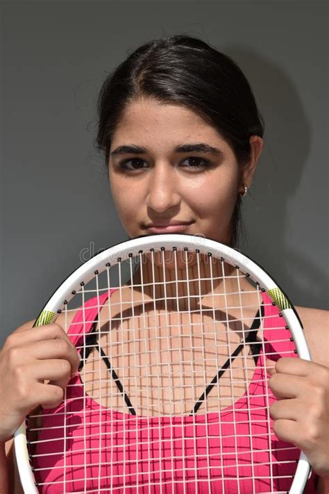 Cute Athletic Tennis Player Teen Female Stock Photo