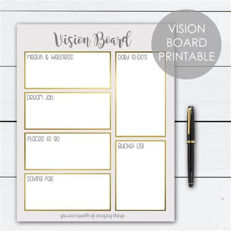 Vision Board Printables Vision Board Vision Board Planner Etsy
