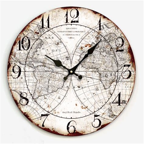 34cm Digital Vintage Wooden Wall Clock Retro Style Crafts For Cafe