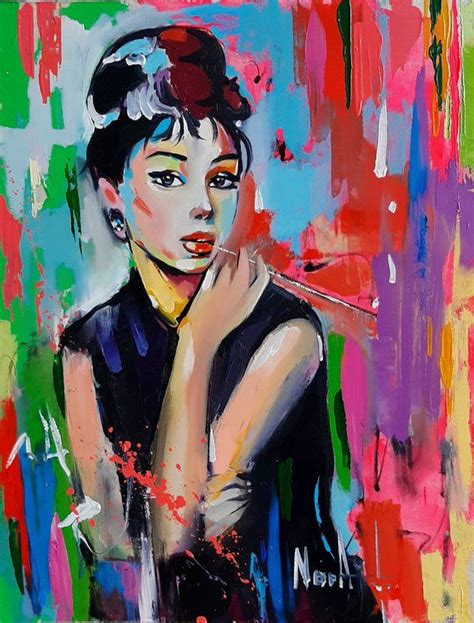 Audrey Hepburn 35x45cm Oilcanvas Ready To Hang Modern Portraits