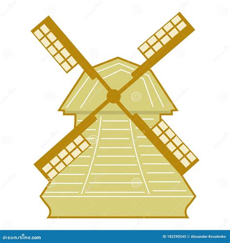 Colored Illustration Of Vintage Windmill Stock Illustration