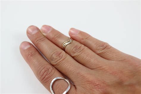 Gold Mid Finger Ring 14k Gold Filled Hammered Round