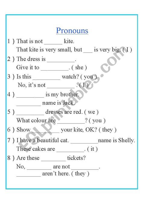 Exercise About Pronouns Esl Worksheet By Wintersun