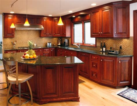This paint color also can enhance the natural wood texture and colors from the cherry cabinets. 16 Classy Kitchen Cabinets Made Out Of Cherry Wood