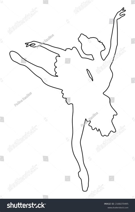 Ballerina Dancing Outline Contour Vector Silhouette Stock Vector