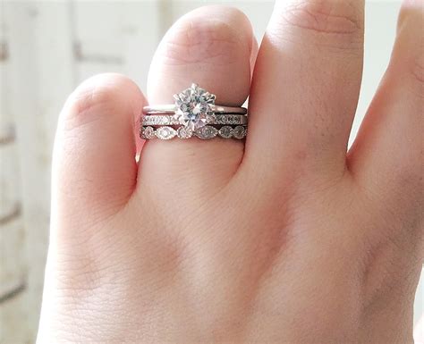 Ring Stacks With Plain Round Solitaire Engagement Rings