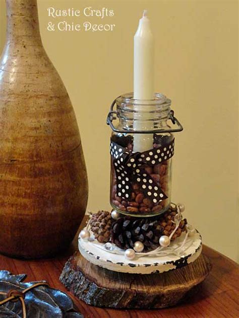 Rustic Candle Holder Craft Rustic Crafts And Diy