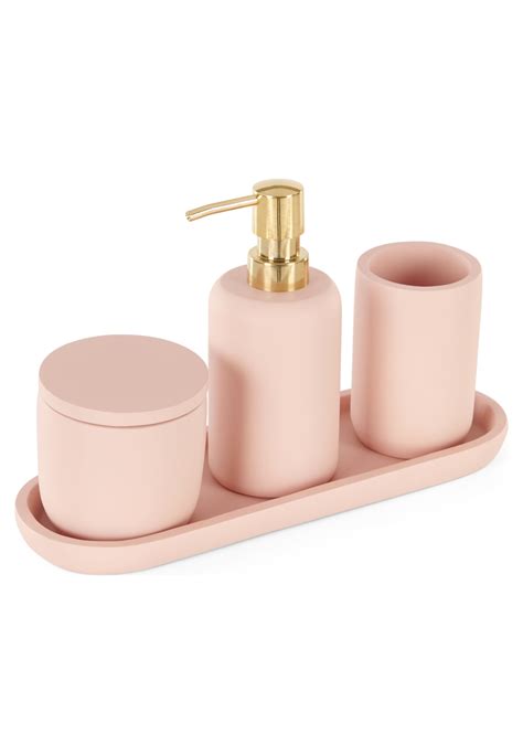 Blush Pink Pink Bathroom Accessories Soap Dispenser Tooth Brush