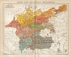 Karte der Deutschen Mundarten - Map of the German Dialects. Brockhaus ...