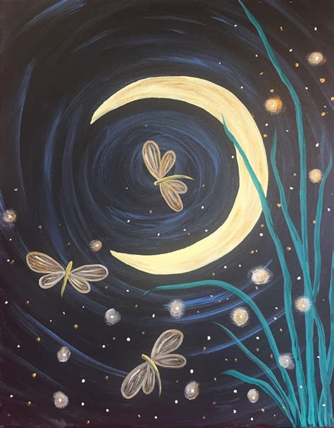 Dragonfly Moon Fantasy Pinots Palette Painting