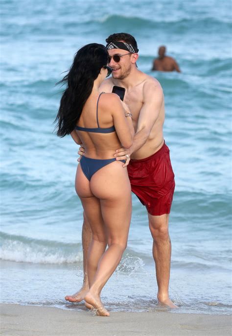 Bre Tiesi In Bikini And Johnny Manziel At A Beach In Miami