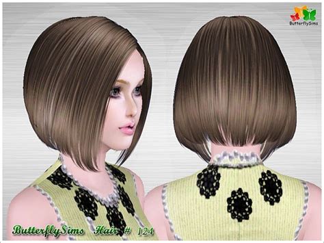 Shiny Bob Hairstyle 124 By Butterfly Sims 3 Hairs