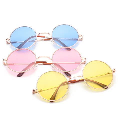Retro Hippie Metal Lennon Round Sunglasses Women Metal Frame Circle Round Tinted Lens Sunglasses