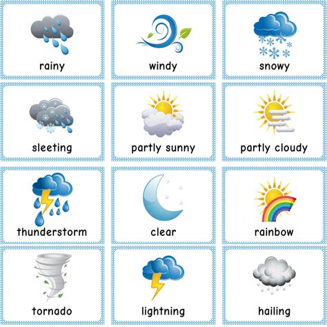 Weather Season Kids Montessori English Word Pocket Flash Cards Game