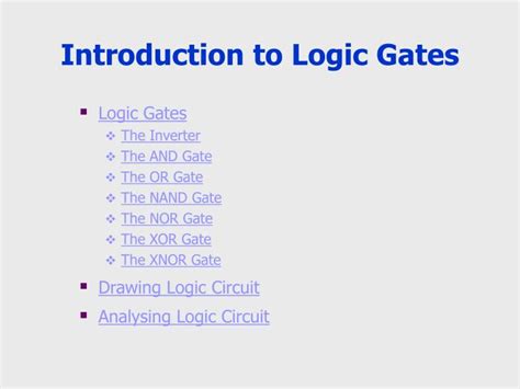 Ppt Introduction To Logic Gates Powerpoint Presentation Free