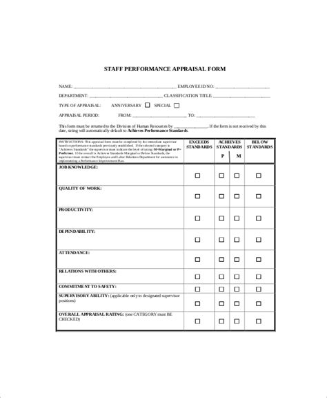 Performance Appraisal Form Template Word