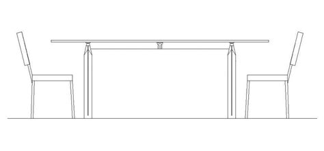 Elevation Of A Rectangular Table And 2 Chairs Cadbull