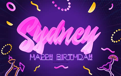 Download Wallpapers Happy Birthday Sydney K Purple Party Background Sydney Creative Art