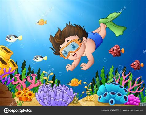 Cartoon Boy Diving In The Sea Stock Vector Image By ©dualoro 154942366