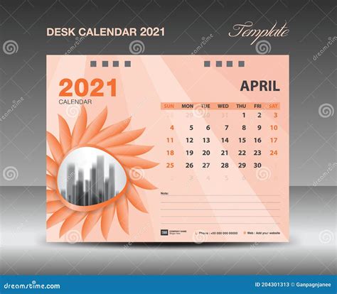 Calendar 2021 Design April Month Template Desk Calendar Template