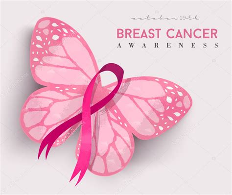 Pink Butterfly Ribbon For Breast Cancer Awareness Stock Vector Image By