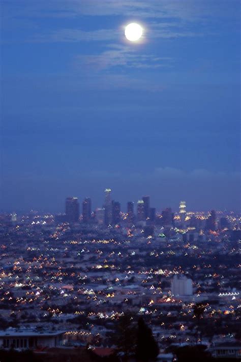 Full Moon Over Downtown Los Angeles By Jim Steinfeldt