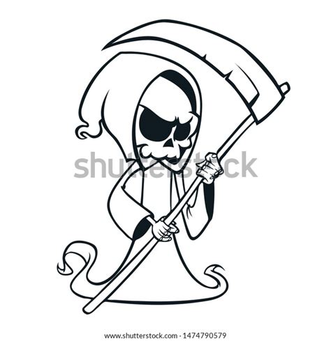 Cute Cartoon Grim Reaper Scythe Cute Stock Illustration 1474790579
