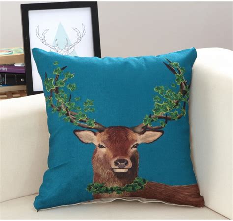 Elk Style 4545cm Linen Pillow Cases Printed Deerpillow Case