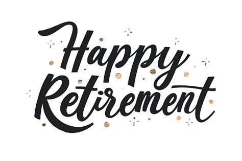 Creative Happy Retirement Lettering Vector Illustration Stock