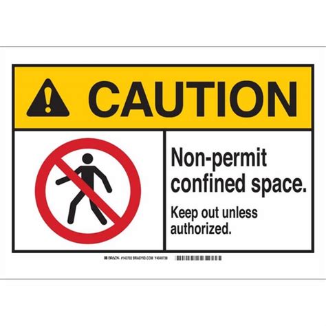 Order By Brady Caution Non Permit Confined Space Sign US Mega Store