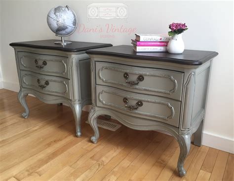 Shabby chic french bedroom commercecitygaragedoors co. Rich Grey with Espresso Top French Provincial Night Stands ...