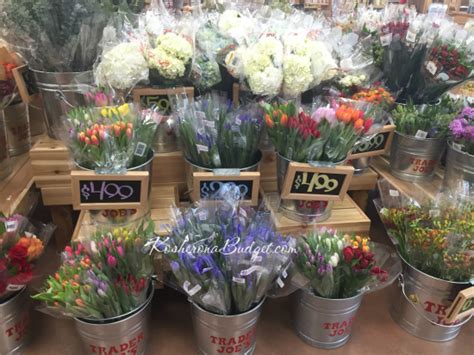 It's easy to miss the flower display amid grocery shopping madness, but trust us: What's Kosher for Passover at Trader Joe's {Updated for 2017}