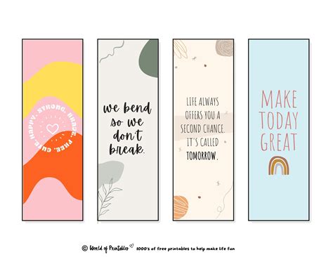 Printable Quote Bookmark Set Motivational And Inspirational Etsy