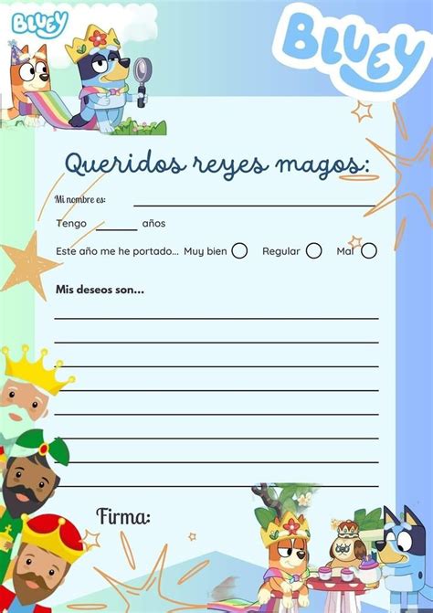 Carta A Los Reyes Magos De Bluey Plantillas Bonitas Para Editar E Imprimir