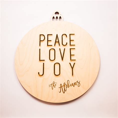 Custom Peace Love Joy Door Sign Holiday Door Hanger Wooden Etsy