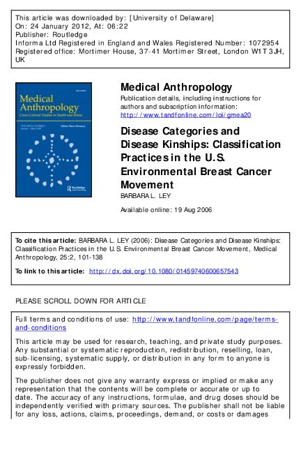 Pdf Disease Categories And Disease Kinships Classification Practices In The Us Environmental