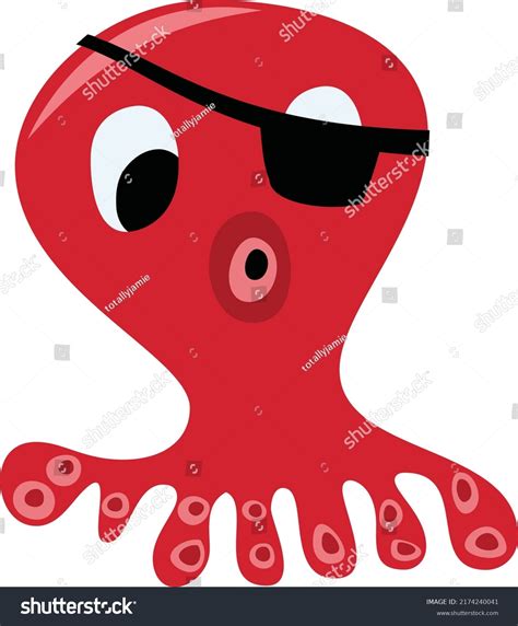 Cartoon Vector Illustration Red Pirate Octopus Stock Vector Royalty