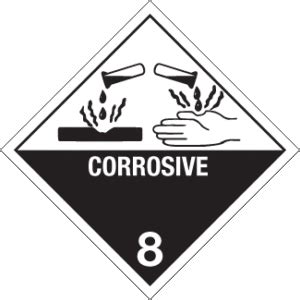 Hazard Class 8 Corrosive Material Worded Shipping Name Standard Tab