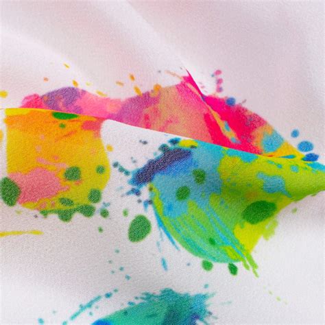 Multi Color Rainbow Pattern Digital Print Georgette Fabric Fabcurate