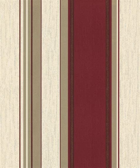 Vymura Synergy Striped Wallpaper Rich Red Cream Wallpaper