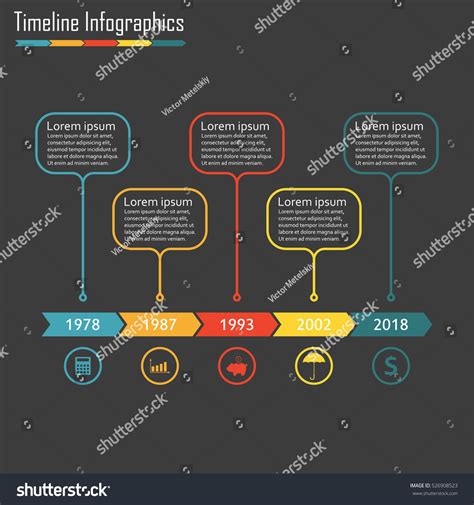 Timeline Infographics 5 Steps Options Stages 스톡 일러스트 526908523