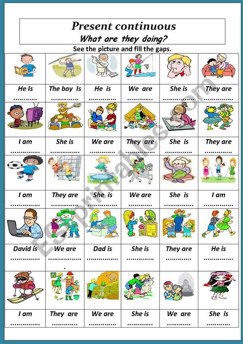 Present Continuous Esl Worksheet By Jhansi