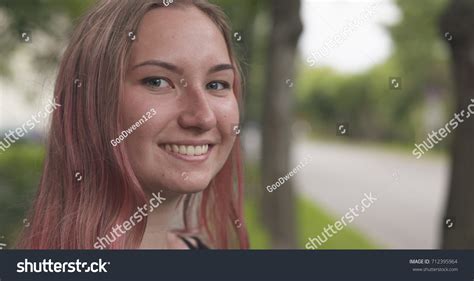 Happy Smiling Teen Girl Purple Hair Stock Photo 712395964 Shutterstock