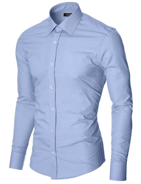 Mens Slim Fit Classic Collar Long Sleeve Dress Shirt Sky Mod1426ls