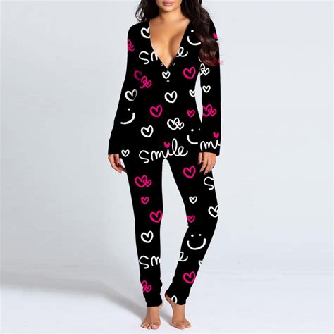 Gifts For Christmas Bidobibo Women S Sexy Onesie Pajamas Long Sleeve V Neck Bodycon Bodysuits