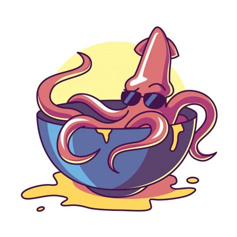 Squid Art Logo Character Design Illustration Design